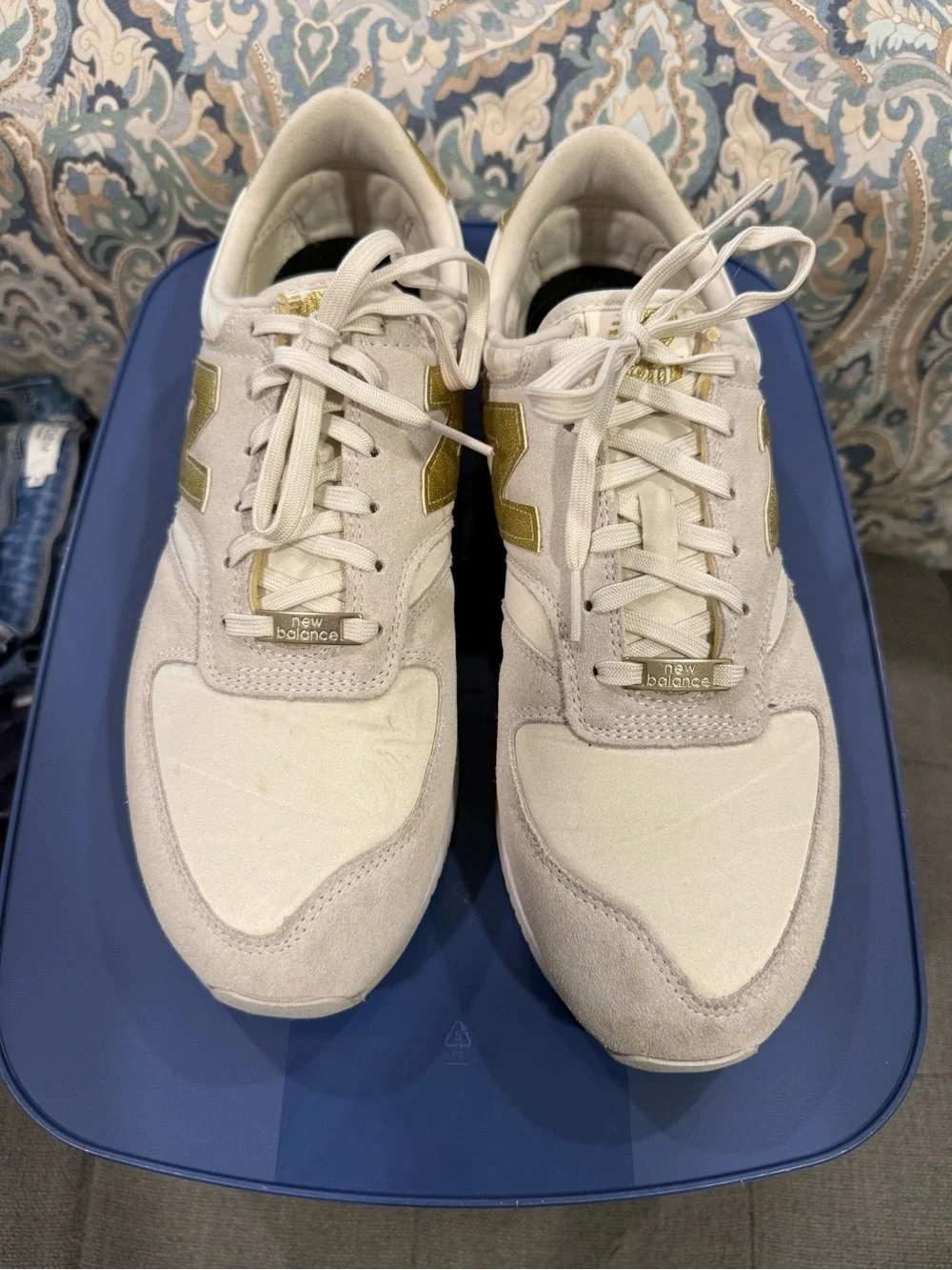 New Balance 420 Rare Cream & Gold Lace-Up Sneakers